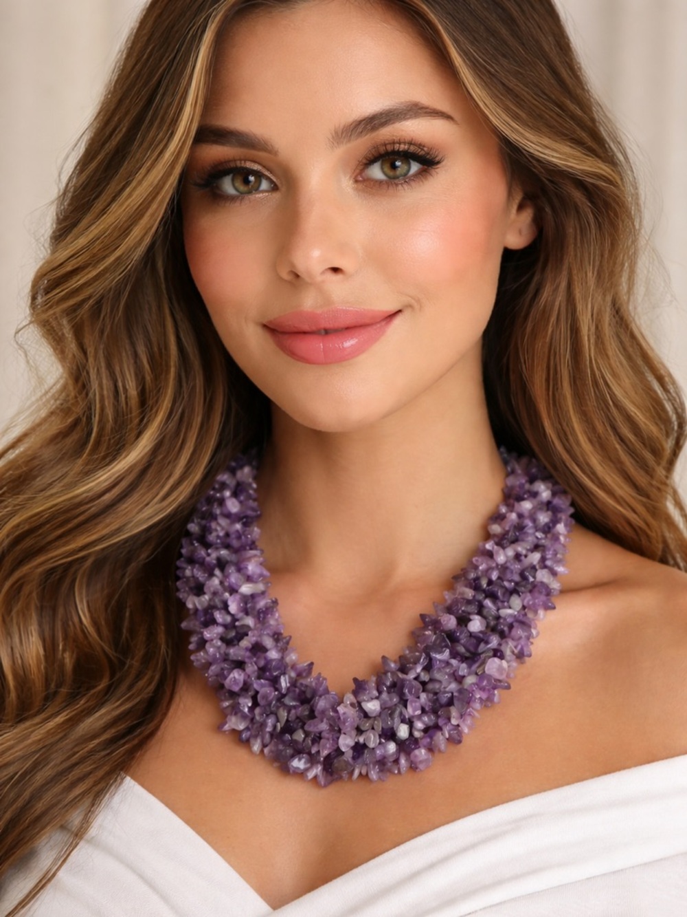 Brazilian Amethyst Large Necklace 16 inch